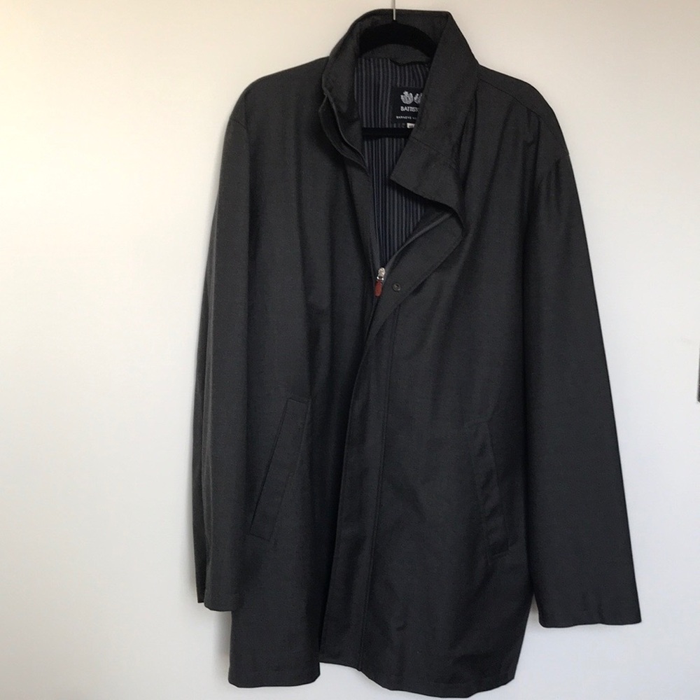 Battistoni Wool Windbreaker with Hoodie in Grey